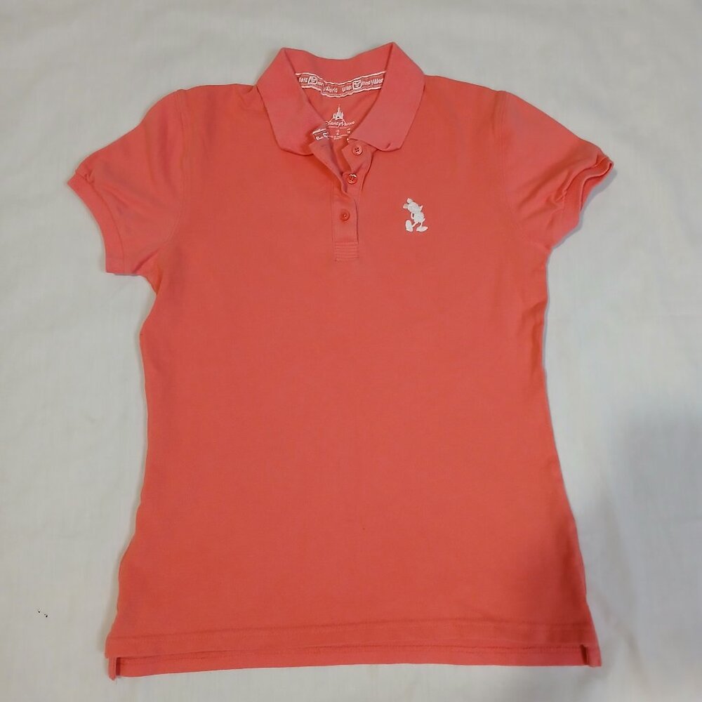 Disney Parks Mickey Mouse Coral Pink Polo Short‎ Sleeve Size S